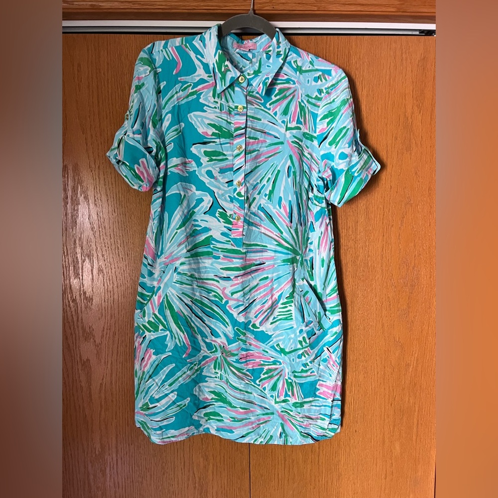 Lilly Pulitzer Blue and Green Mini Dress